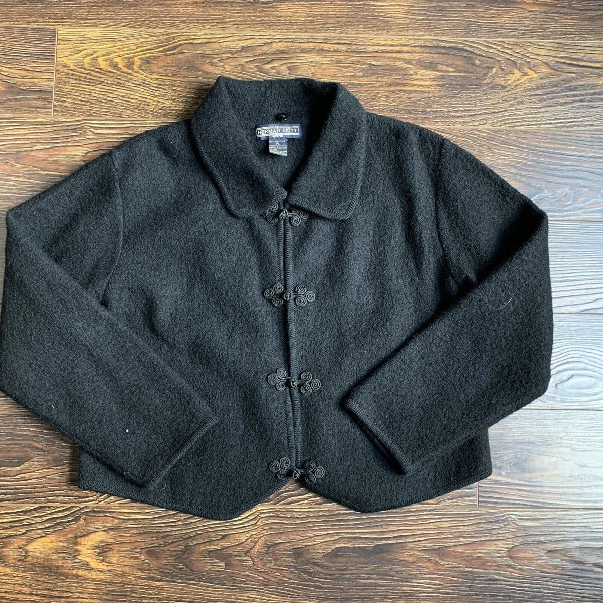 HERMAN GEIST Collared Boiled Wool Jacket Black Lg | eBay