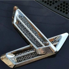 2Pc Chrome Silver Auto Car Air Flow Fender Side Vent Sticker Trim Accessories