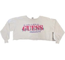 Vtg Womens Guess Cropped Sweat-Shirt MEDIUM Crew Neck See Details