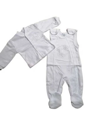 Baby Strampler+Oberteil Taufe Geschenk Set 2-teilig weich flauschig mit Bärchen - Bild 1 von 4