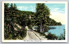 Michigan Traverse bay West Shore Drive Postcard, I25