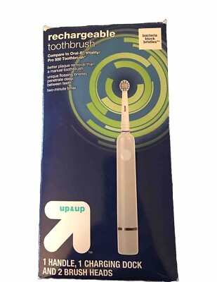 Rechargeable Oscillating Toothbrush with 2 Replacement Brush Heads - up & up