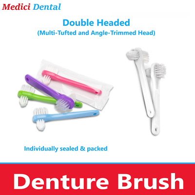 Denture Brush - Double Headed (Multi-Tufted and Angle-Trimmed Head) Upto 36/Bx