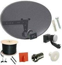 Zone 1 60cm MK4 Satellite Dish Kit + Quad LNB 10m Twin Black Coax Cable For Sky