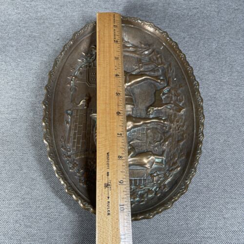 Vintage belgische Blikvanger Deko Tablett Tischplatte Obstschale Guss massiv Bronze - Bild 4 von 7