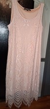 Anne French Women's S Light Pink Sleeveless Lace Overlay Shift Dress