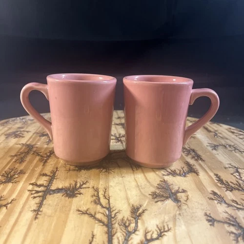 Pair Homer Laughlin Fiesta Rose Pink Denver Mugs Set Of 2