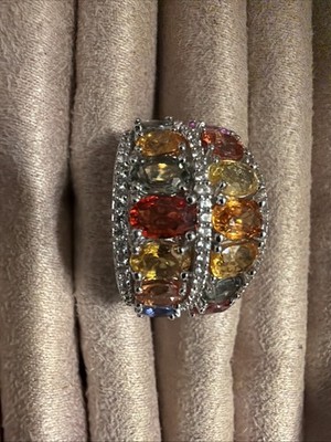 Sterling Silber Ring mehrfarbig Saphir & Zirkon SR-3950