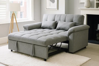 SNOOZE 2 Seater Sofa Bed Reversible Sofabed Pull-Out Sleeper Corner Sofa Linen Fabric