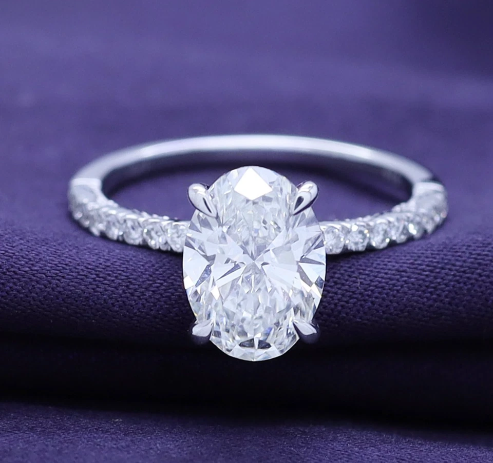 3.00Ct Oval Lab Grown Diamond GIA Authentic Engagement Ring Solitaire G-H VS-I1 - Image 2 of 4