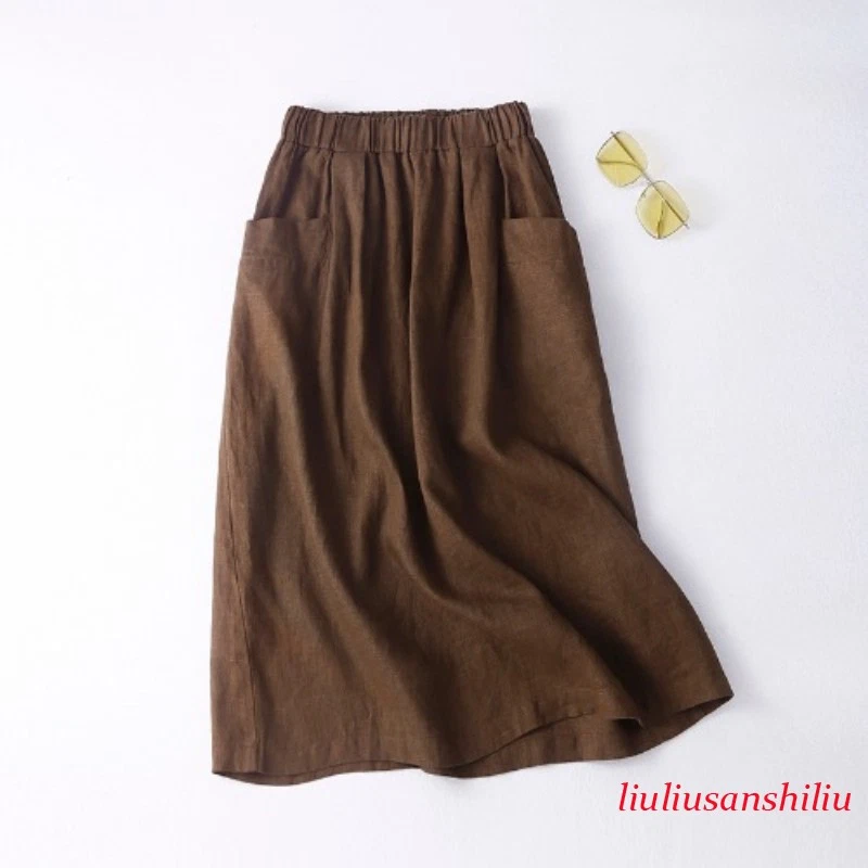Retro Ladies Cotton Linen Skirt Pocket A-line Half Dress Artistic Casual Summer
Opens in a new windo