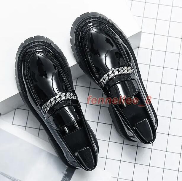 SAOLA Mocassini Oxford eleganti da uomo punta tonda suola spessa slip on pelle verniciata casual