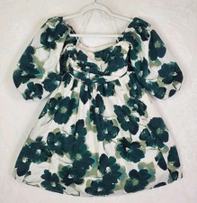 ABERCROMBIE & FITCH Emerson Poplin Puff Sleeve Mini Dress Green Floral Sz Small