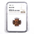 1941 Lincoln Wheat Cent MS 67 RD NGC Penny 1c Uncirculated SKU:I3158