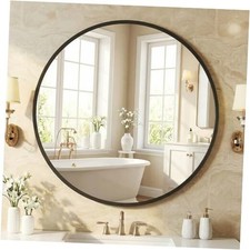 Wall Mirror, Bathroom Mirror for Over Sink, Matte 30"L x 30"W Black-round