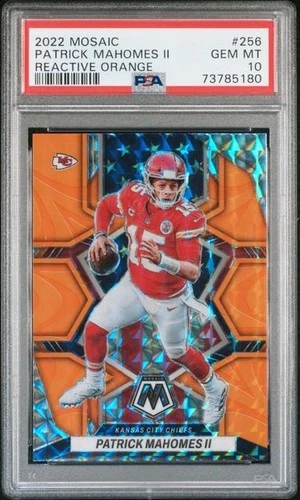 2022 Panini Mosaic Patrick Mahomes II Reactive Orange Prizm #256 PSA 10