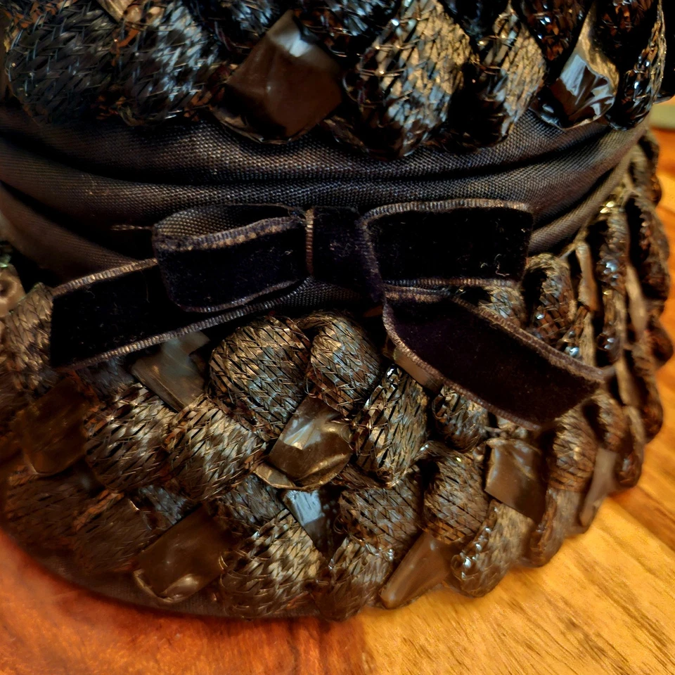 Lote de 5 sombreros/cajas vintage para mujer, red para cabello fascinador, terciopelo, fieltro llama, lana Foto 4 de 4