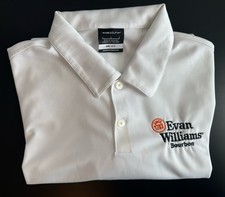Nike Golf Shirt Mens Large White Dri-Fit Evan Williams Bourbon Polo Logo
