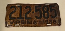 1938 Virginia tag-Garage / Man cave Decor
