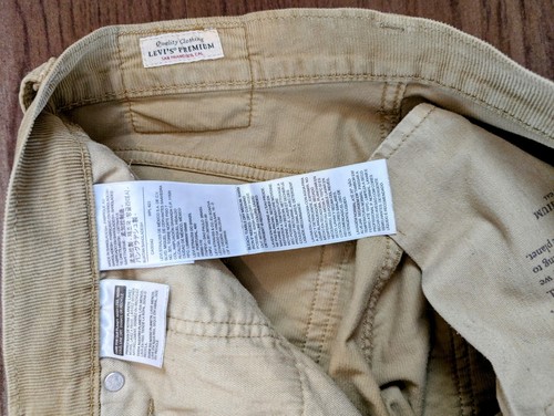 Levis 511 Slim Cords 32x32 Antique Gold - Picture 6 of 7