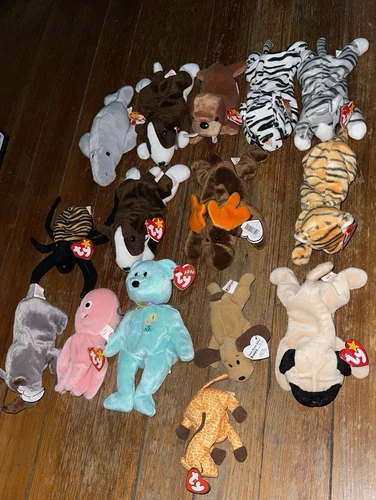 TY Beanie Babies Lot of 15 Animals w/ Tags – Retired Vintage Plush Clean