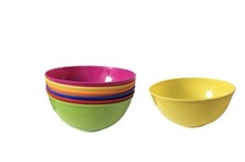6Pcs Coloured Plastic Cereal Bowls Round Breakfast Cereal Soup Party Bowls