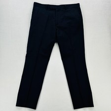 Valentino Dress Pants Mens IT 50 Navy Wool Mohair Flat Front Made In Italy