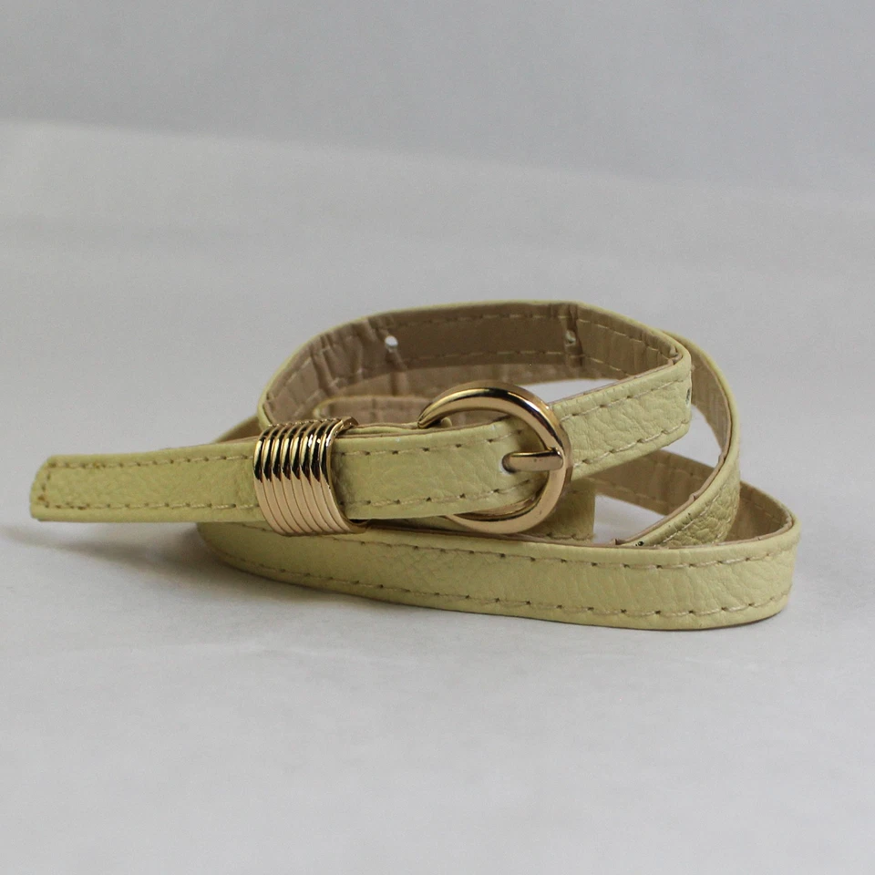 Lote de 2 cinturones de cuero sintético para mujer Wenzhou Ouyuan verde crema usados Foto 3 de 4