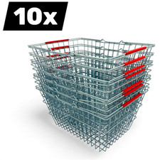 10x 22L Wire Shopping Basket with Red Handles – Durable, Lightweight, Stackable