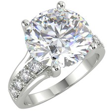 4.12 Ct Round Cut SI2/D Solitaire Pave Diamond Engagement Ring 14K White Gold