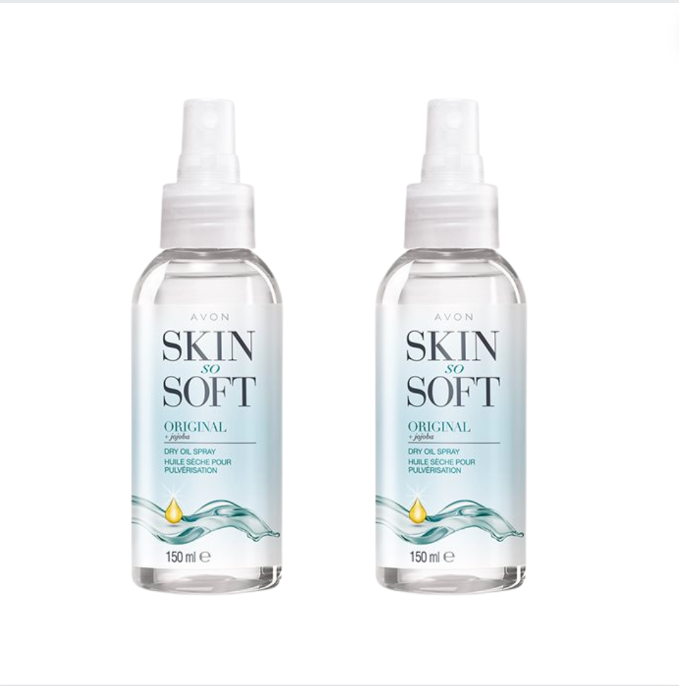 2 x Avon Skin So Soft Dry Oil Body Spray Insect Mosquito Repellant Properties