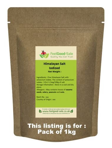 1kg Iodized Pink Himalayan Rose Salt Iodised Fine Grade 1 kg (Pack of 1)