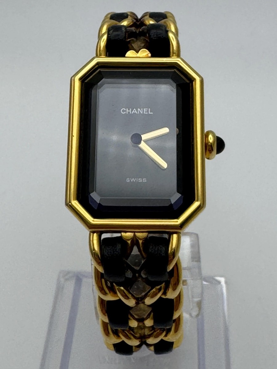 CHANEL Premier H0001 L Black 20 x 26mm Gold Leather Ladies Quartz