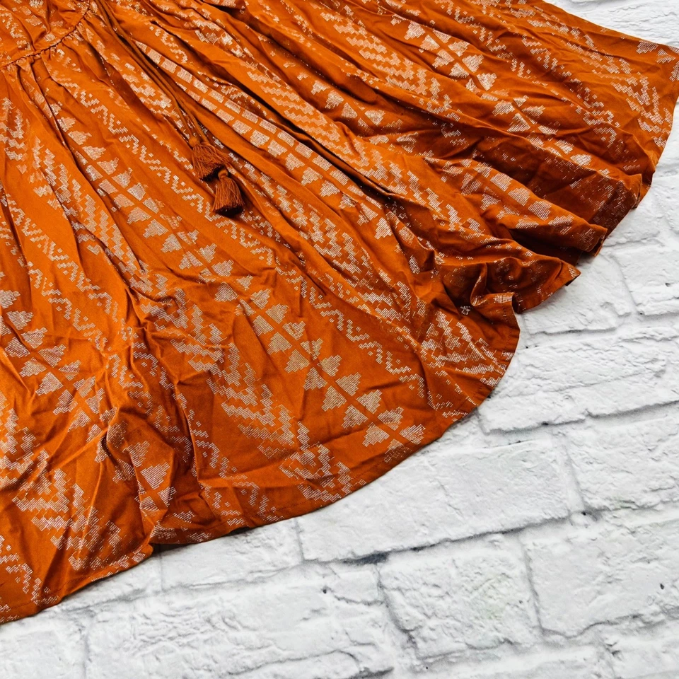Shyanne Womens XL Mini Tank Dress Burnt Orange Silver Aztec Sleeveless - Image 4 of 4