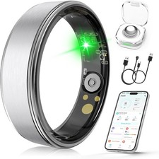 Smart Ring, Fitness  Health Tracker/Sleep/HRV/Heart Rate/SpO2 Silver,13 