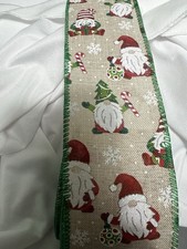 10 Yards 2.5 Inch Wired Ribbon Kirkland Christmas Gnome Candy Canes Snowflakes