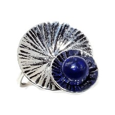 Natural Lapis Lazuli Gemstone 925 Sterling Silver Ring Size 6 H979