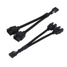 2pcs Motherboard USB 2.0 to Dual 9 Pin Extension Cable, Y-Shaped Black