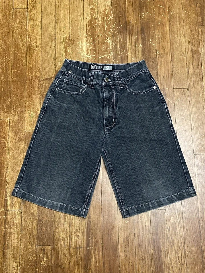 Pantalones cortos vaqueros holgados lavados oscuros vintage Y2K South Pole talla 10 juveniles Foto 2 de 4