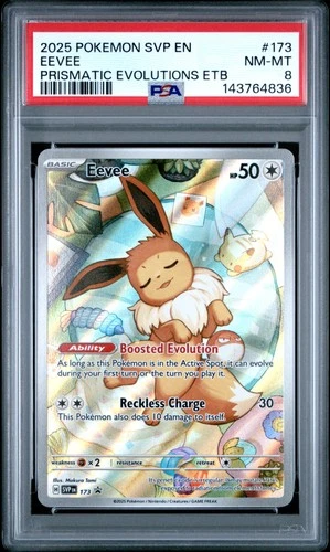 2025 POKEMON PRISMATIC EVOLUTIONS ELITE TRAINER BOX #173 EEVEE PSA 8