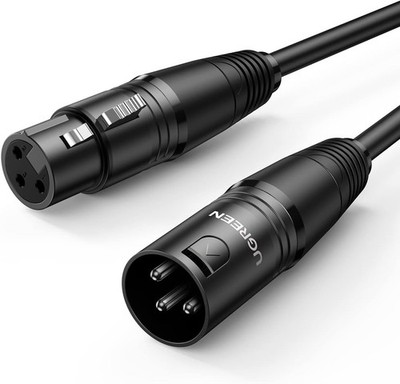 UGREEN Mikrofon-Kabel, XLR Stecker auf XLR, Busche, XLR Kabel, Schwarz (5m)