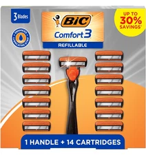 Holiday Special: BIC Comfort 3 Refillable Men'S Razor Set, 3 Blade Razors with E