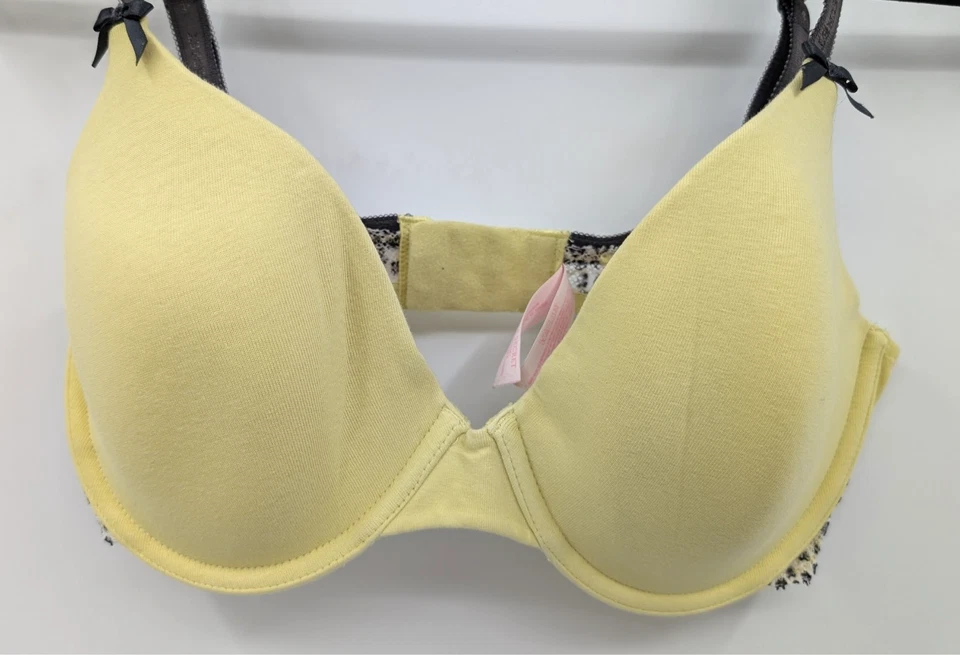 Бюстгальтер Victoria's Secret 34D желтый с подкладкой идеальное покрытие хлопковая смесь-ЧИТАЙТЕ - Изображение 3 из 4