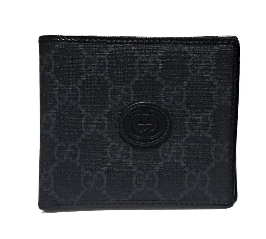 Gucci Portefeuille Bifold imbriqué G Coin 673000 Gg Suprême Noir Occasion