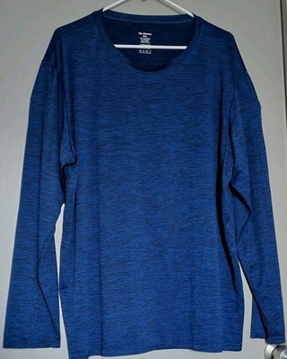 REAL ESSENTIALS sz 2X Men's Long Sleeve T-shirt Color Blue & Black