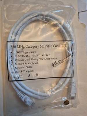 Lot of 30 CAT6 Ethernet Patch Cord  LAN Network Cable White 5' FT New