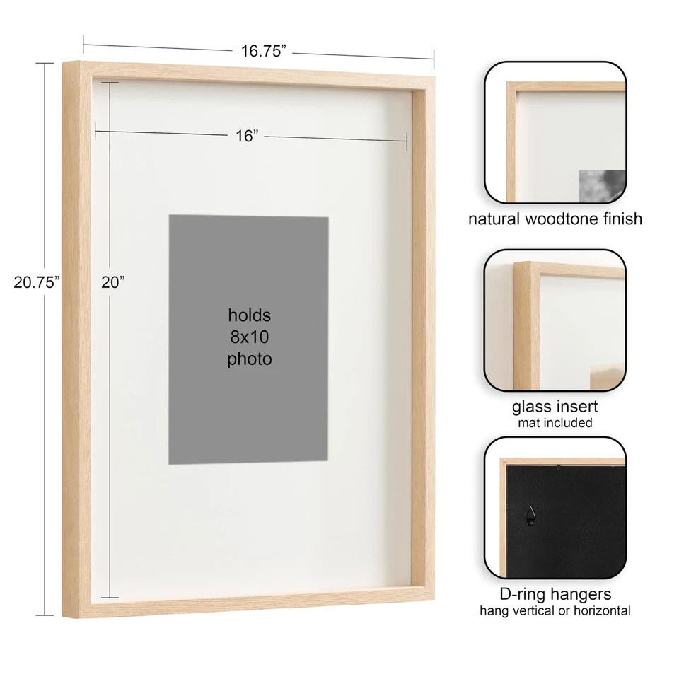 Quadro de parede Gibson moderno conjunto de 3; 16x20 fosco a 8x10; natural; Thr... - Imagem 2 de 4