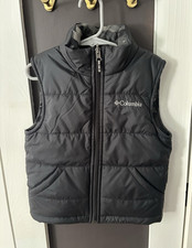 Columbia Kids Reversible Puffer Vest Full Zip Pockets Black/Gray Camo 4/5