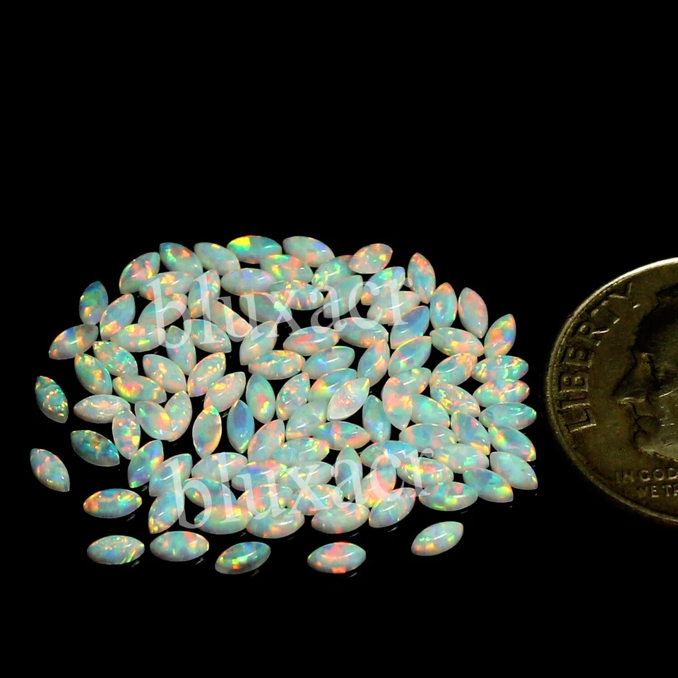 Australian Multicolor Fuego Blanco Ópalo 3x1.5 MM Marquesa Cab Piedras... - Imagen 4 de 4