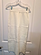 Womens White Knit to and skirt Midi Fitted Bodycon Crew Neck Long Sleeve M